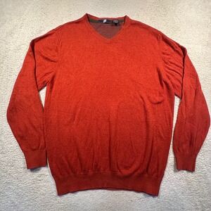 Vintage BB‎ Collection Men's XL Rust V-Neck Sweater Cotton Wool Cashmere Blend